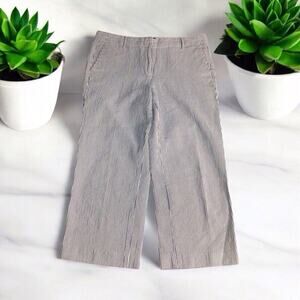 Talbots Chelsea Seersucker Cropped Pants Women's Size 4 Blue White Stripe
